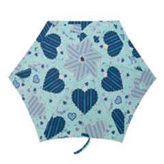 Light And Dark Blue Hearts Mini Folding Umbrellas