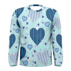 Light And Dark Blue Hearts Men s Long Sleeve Tee