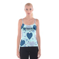 Light And Dark Blue Hearts Spaghetti Strap Top by LovelyDesigns4U