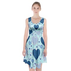 Light And Dark Blue Hearts Racerback Midi Dress