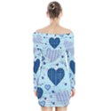 Light and Dark Blue Hearts Long Sleeve Off Shoulder Dress View2