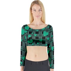 Green Love Long Sleeve Crop Top by Valentinaart