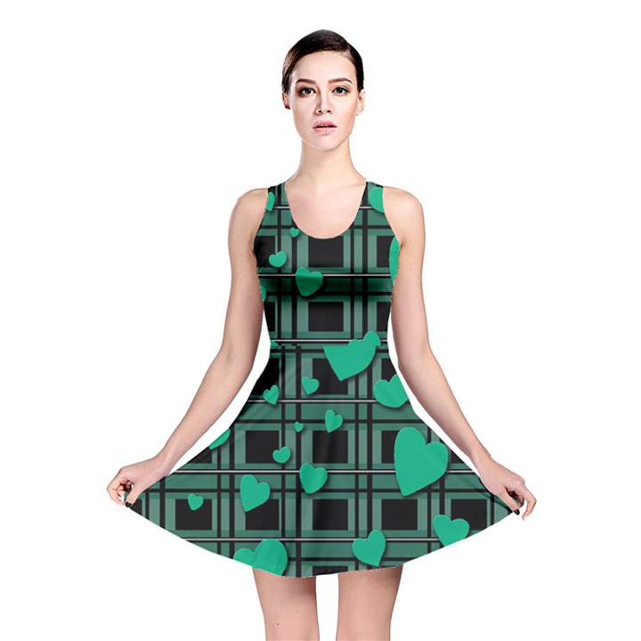 Green love Reversible Skater Dress