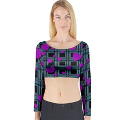 Purple Love Long Sleeve Crop Top by Valentinaart