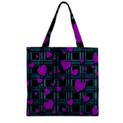 Purple Love Zipper Grocery Tote Bag by Valentinaart