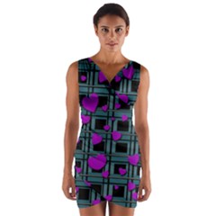 Purple Love Wrap Front Bodycon Dress