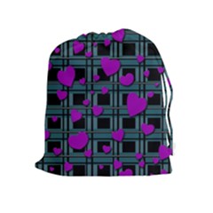 Purple Love Drawstring Pouches (extra Large) by Valentinaart