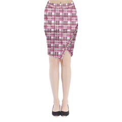 Pink Plaid Pattern Midi Wrap Pencil Skirt