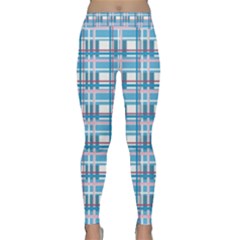 Blue Plaid Pattern Classic Yoga Leggings by Valentinaart