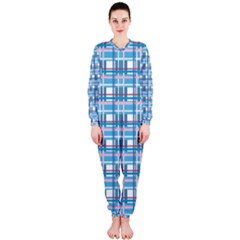 Blue Plaid Pattern Onepiece Jumpsuit (ladies)  by Valentinaart