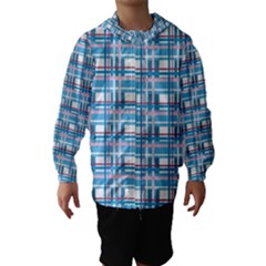 Blue Plaid Pattern Hooded Wind Breaker (kids) by Valentinaart