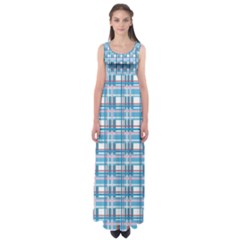 Blue Plaid Pattern Empire Waist Maxi Dress by Valentinaart