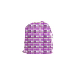 Purple Plaid Pattern Drawstring Pouches (xs) 