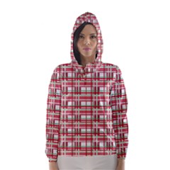 Red Plaid Pattern Hooded Wind Breaker (women) by Valentinaart