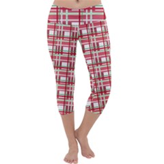 Red Plaid Pattern Capri Yoga Leggings