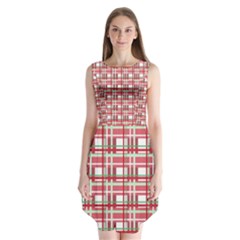 Red Plaid Pattern Sleeveless Chiffon Dress  