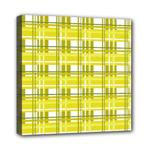 Yellow Plaid Pattern Mini Canvas 8  X 8  by Valentinaart