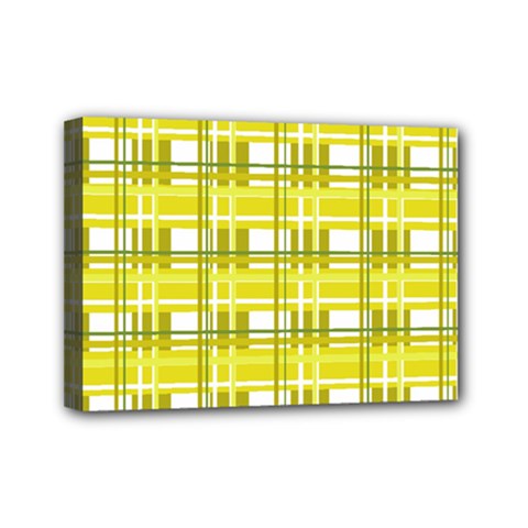 Yellow Plaid Pattern Mini Canvas 7  X 5  by Valentinaart