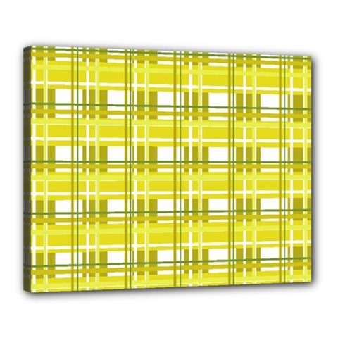 Yellow Plaid Pattern Canvas 20  X 16  by Valentinaart