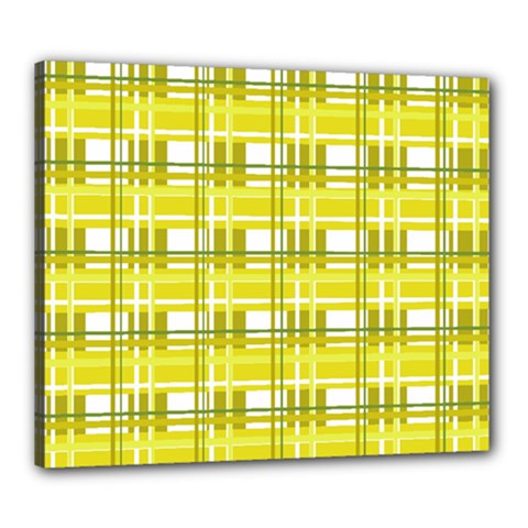 Yellow Plaid Pattern Canvas 24  X 20  by Valentinaart