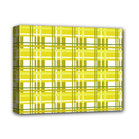 Yellow Plaid Pattern Deluxe Canvas 14  X 11  by Valentinaart