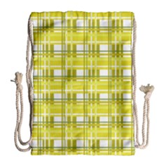 Yellow Plaid Pattern Drawstring Bag (large) by Valentinaart