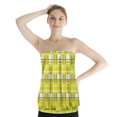 Yellow Plaid Pattern Strapless Top