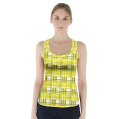 Yellow Plaid Pattern Racer Back Sports Top