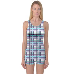 Decorative Plaid Pattern One Piece Boyleg Swimsuit by Valentinaart