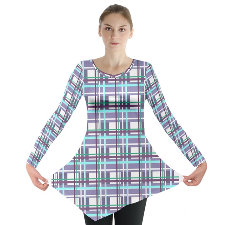 Decorative plaid pattern Long Sleeve Tunic 