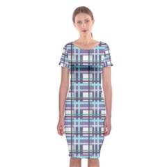 Decorative Plaid Pattern Classic Short Sleeve Midi Dress