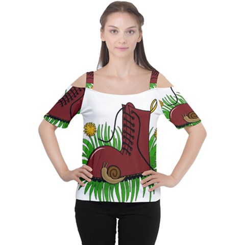 Boot In The Grass Women s Cutout Shoulder Tee by Valentinaart