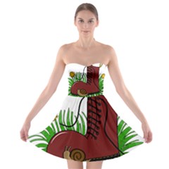 Boot In The Grass Strapless Bra Top Dress by Valentinaart