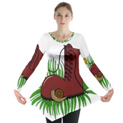 Boot In The Grass Long Sleeve Tunic  by Valentinaart