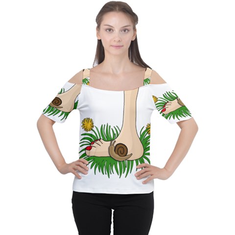 Barefoot In The Grass Women s Cutout Shoulder Tee by Valentinaart