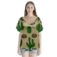 Cactuses Flutter Sleeve Top