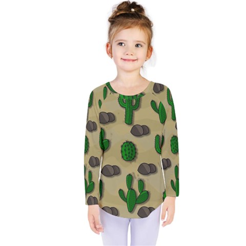 Cactuses Kids  Long Sleeve Tee by Valentinaart