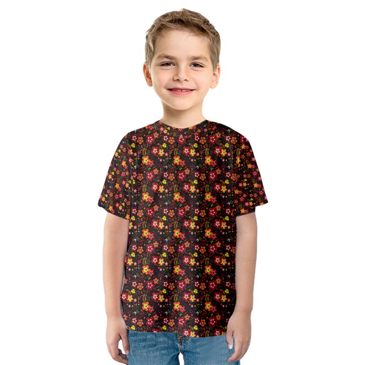 Exotic Colorful Flower Pattern  Kids  Sport Mesh Tee