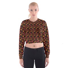 Exotic Colorful Flower Pattern  Women s Cropped Sweatshirt by Brittlevirginclothing