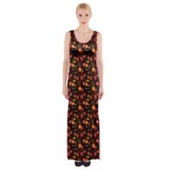 Exotic Colorful Flower Pattern  Maxi Thigh Split Dress by Brittlevirginclothing