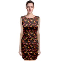 Exotic Colorful Flower Pattern  Classic Sleeveless Midi Dress by Brittlevirginclothing