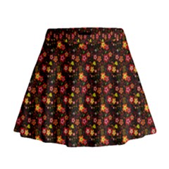 Exotic Colorful Flower Pattern  Mini Flare Skirt by Brittlevirginclothing