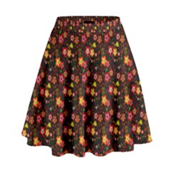 Exotic Colorful Flower Pattern  High Waist Skirt by Brittlevirginclothing