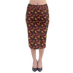 Exotic Colorful Flower Pattern  Midi Pencil Skirt by Brittlevirginclothing