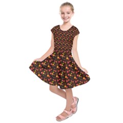 Exotic Colorful Flower Pattern  Kids  Short Sleeve Dress by Brittlevirginclothing