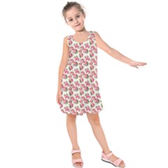 Gorgeous Pink Flower Pattern Kids  Sleeveless Dress by Brittlevirginclothing