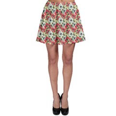 Gorgeous Red Flower Pattern  Skater Skirt by Brittlevirginclothing