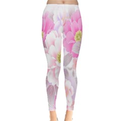 Cute Pink Flower Pattern  Leggings  by Brittlevirginclothing