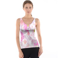 Cute Pink Flower Pattern  Tank Top by Brittlevirginclothing