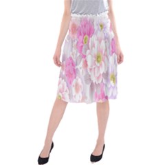 Cute Pink Flower Pattern  Midi Beach Skirt by Brittlevirginclothing